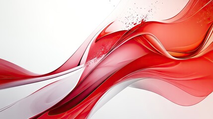 Poster - Abstract red and white background with a modern twist, incorporating fluid shapes and geometric elements. Suitable for creative designs and digital graphics.
