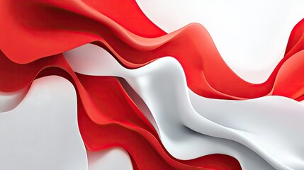 Poster - Abstract red and white background with a modern twist, incorporating fluid shapes and geometric elements. Suitable for creative designs and digital graphics.