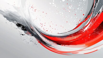Poster - Abstract vector illustration featuring a dynamic blend of red, gray, and white with ample blank space. Modern and futuristic design perfect for presentations and banners. -