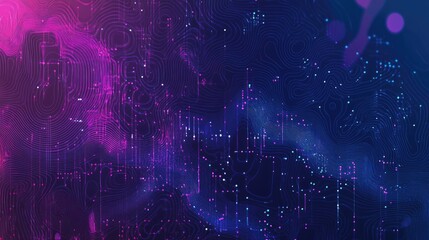 Poster - Abstract vector illustration of Big Data on a futuristic tech background. Hand-drawn design focusing on data mining and management. Ideal for banners, presentations, and tech graphics. -