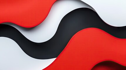 Poster - Bold and modern abstract template with red and white color blocks and curved shapes. Ideal for creating impactful visuals and digital media. -