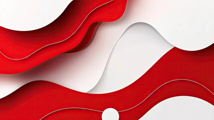 Poster - Bold and modern abstract template with red and white color blocks and curved shapes. Ideal for creating impactful visuals and digital media. -