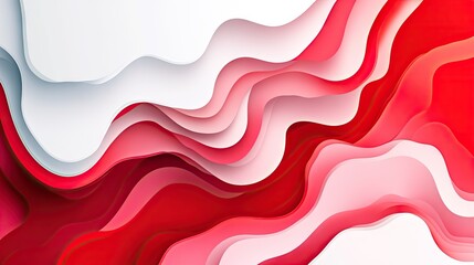 Poster - Contemporary abstract background with a blend of red and white gradients. Features sharp lines and fluid shapes for a modern and striking design.