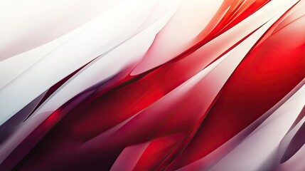 Poster - Contemporary abstract background with a blend of red and white gradients. Features sharp lines and fluid shapes for a modern and striking design.