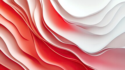 Poster - Contemporary abstract background with a blend of red and white gradients. Features sharp lines and fluid shapes for a modern and striking design.