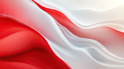 Poster - Creative red and white abstract design template with intersecting lines and fluid shapes. Suitable for modern marketing materials and digital graphics.
