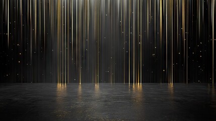 Poster - Dark grey luxury backdrop featuring gold light lines with smooth shadowing, ideal for a sleek and elegant visual effect.