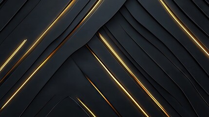 Poster - Dark grey luxury backdrop featuring gold light lines with smooth shadowing, ideal for a sleek and elegant visual effect.