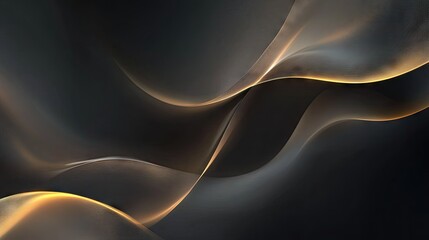 Poster - Dark grey luxury background with elegant gold light lines casting soft shadows, creating a sophisticated and modern design.