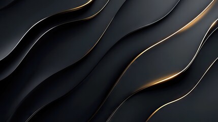 Poster - Dark grey luxury background with elegant gold light lines casting soft shadows, creating a sophisticated and modern design.