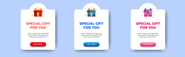 Wall Mural - Special gift banner pop up notification design template. vector