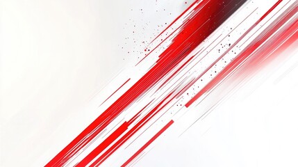 Poster - Dynamic abstract design with red and white stripe lines over a gradient white background. Modern and stylish visual suitable for banners, ads, and digital media.