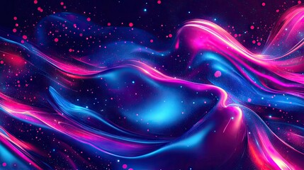 Poster - Dynamic liquid flow with glowing particles in a trendy fluid cover design. Perfect for contemporary Eps10 vector illustrations and modern visual presentations. -