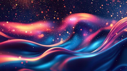 Poster - Dynamic liquid flow with glowing particles in a trendy fluid cover design. Perfect for contemporary Eps10 vector illustrations and modern visual presentations. -