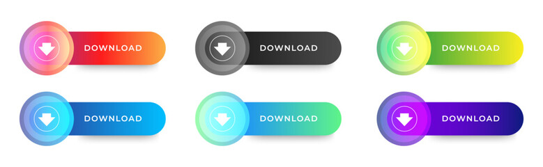 Wall Mural - download butttons icon with different color design template. vector