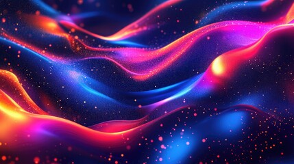 Poster - Dynamic liquid flow with glowing particles in a trendy fluid cover design. Perfect for contemporary Eps10 vector illustrations and modern visual presentations. -
