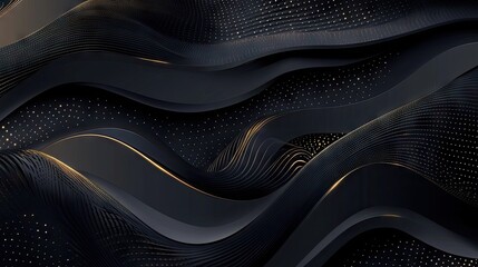 Poster - Elegant abstract modern design with a deep black background and luxurious golden elements. The vector illustration showcases a sophisticated and high-end aesthetic.