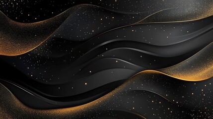 Poster - Elegant abstract modern design with a deep black background and luxurious golden elements. The vector illustration showcases a sophisticated and high-end aesthetic.