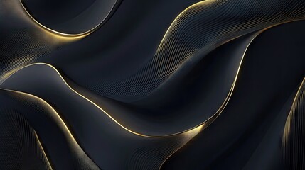 Poster - Elegant dark grey background with intersecting gold light lines and soft shadows, creating a sleek and luxurious visual.