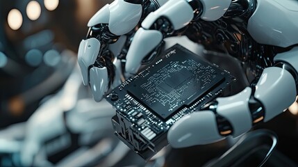 Poster - Robotic Hand Holding a Circuit Board