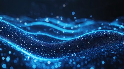 Poster - Futuristic abstract background featuring glowing curved blue lines that shimmer and move. Modern design element for technology concepts, banners, and business visuals. -