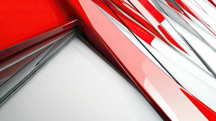 Poster - Futuristic abstract background in red, gray, and white, with clean lines and blank space for text or graphics. Ideal for modern design projects, banners, and presentations. -