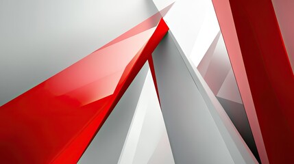 Poster - Futuristic abstract background in red, gray, and white, with clean lines and blank space for text or graphics. Ideal for modern design projects, banners, and presentations. -