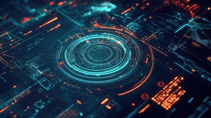 Poster - Futuristic Big Data background with abstract digital elements and hand-drawn design. Focuses on data management and mining concepts. Perfect for tech graphics, banners, and visual content.