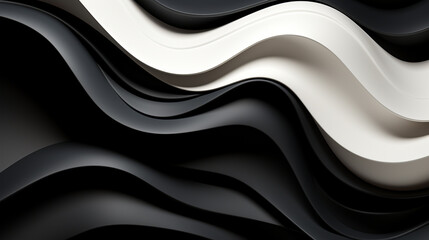 Wall Mural - Abstract black and white waves. Paper art.