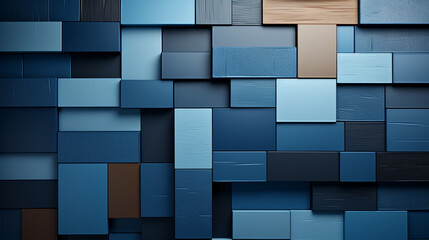Wall Mural - Geometric paper shapes on abstract blue background