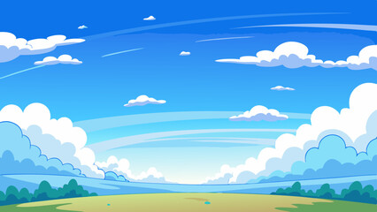 Wall Mural - blue sky panoramic landscape vector illustration