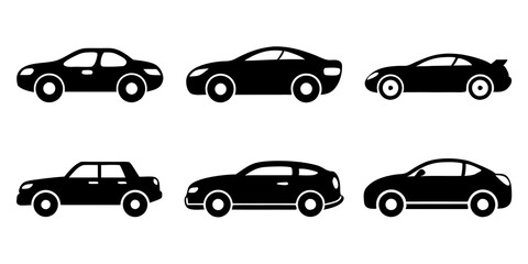 Wall Mural - Different style car icons set silhouette vector illustration