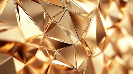 Fototapete - Luxurious gold polygonal background with intricate geometric shapes, creating an abstract vector design that radiates elegance and sophistication.