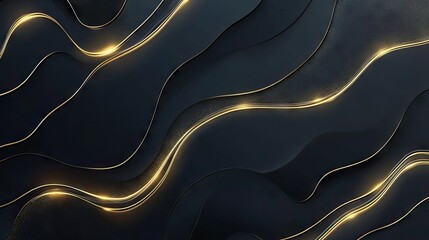 Poster - Minimalist dark grey luxury background featuring gold light lines with soft shadowing, creating a modern and sophisticated effect. -