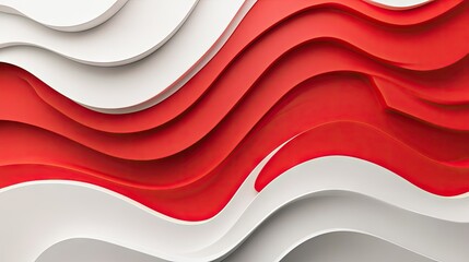 Poster - Minimalist red curve pattern on a white backdrop, showcasing a sleek and contemporary look. Suitable for modern web design, marketing materials, and digital media. -
