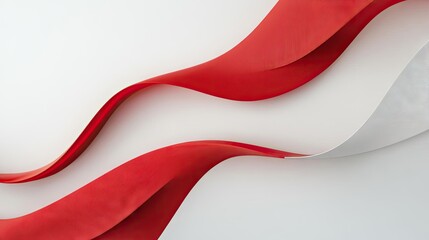 Poster - Minimalist red curve pattern on a white backdrop, showcasing a sleek and contemporary look. Suitable for modern web design, marketing materials, and digital media. -