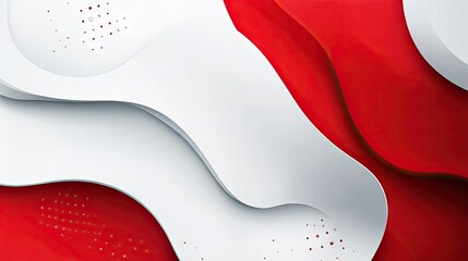 Poster - Modern abstract background design with contrasting red and white elements. Clean lines and bold shapes create a visually engaging and sophisticated look