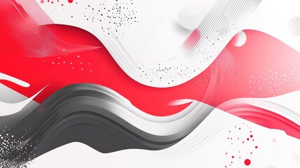 Poster - Modern abstract background design with contrasting red and white elements. Clean lines and bold shapes create a visually engaging and sophisticated look