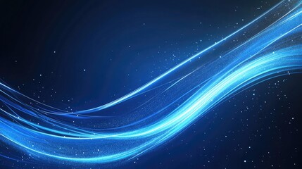 Poster - Modern abstract background with radiant blue curved lines that move and shine. Futuristic technology concept suitable for banners and business applications.