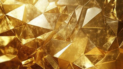 Poster - Modern abstract gold background with geometric polygonal patterns, ideal for high-end design projects and luxury-themed graphics.