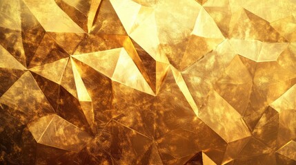 Poster - Modern abstract gold background with geometric polygonal patterns, ideal for high-end design projects and luxury-themed graphics.