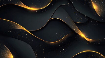 Poster - Modern dark grey background with intersecting gold light lines and subtle shadows, creating a luxurious and high-end appearance.