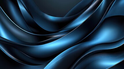Poster - Modern luxury vector illustration of intertwining blue metallic curves on a dark grey backdrop. A sleek and futuristic design ideal for text placement and high-tech visuals.