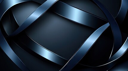 Poster - Modern luxury vector illustration of intertwining blue metallic curves on a dark grey backdrop. A sleek and futuristic design ideal for text placement and high-tech visuals.