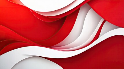 Poster - Modern red and white abstract design template with layered shapes and smooth transitions. A sophisticated background for professional and creative projects.