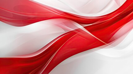 Poster - Red and white abstract background template with sleek, flowing curves and sharp angles. A contemporary design perfect for business and creative use. -