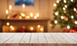 © bao - white The empty wooden table top with blur background of Christmas