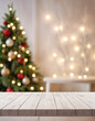 © bao - white The empty wooden table top with blur background of Christmas