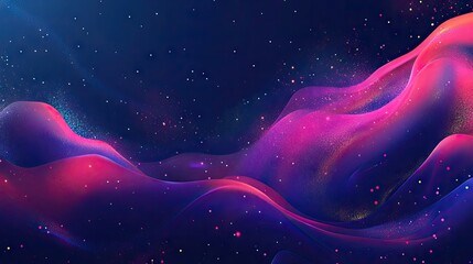 Poster - Trendy fluid cover with dynamic liquid flow and glowing particles. Eps10 vector illustration perfect for contemporary designs and modern visuals.