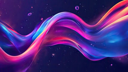 Poster - Trendy fluid cover with dynamic liquid flow and glowing particles. Eps10 vector illustration perfect for contemporary designs and modern visuals.